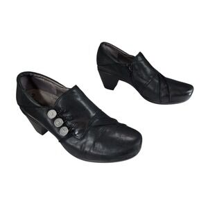 Abeo Ankle Boots sz 8.5 Women Rikki BIO System Black Leather Heeled Shoe Booties